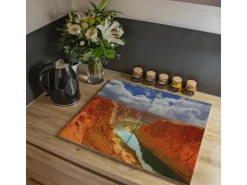 Banjado Herdabdeckplatte Glas 2 Teilig Je 30x52CM Schneidebrett Herdabdeckung Mit Motiv Grand Canyon