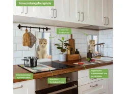 Banjado Herdabdeckplatte Glas 2 Teilig Je 30x52CM Schneidebrett Herdabdeckung Mit Motiv Kleine Katze