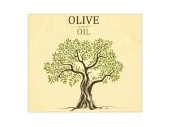 Banjado Herdabdeckplatte Glas 1 Teilig 60x52CM Schneidebrett Herdabdeckung Mit Motiv Olivenbaum