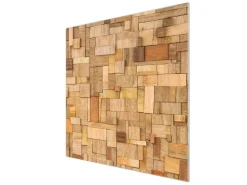 Banjado Herdabdeckplatte Glas 1 Teilig 60x52CM Schneidebrett Herdabdeckung Mit Motiv Hölzernes Flickwerk