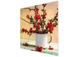 Banjado Herdabdeckplatte Glas 2 Teilig Je 30x52CM Schneidebrett Herdabdeckung Mit Motiv Berberitzen