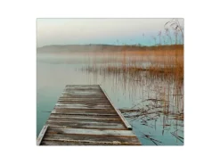 Banjado Herdabdeckplatte Glas 1 Teilig 60x52CM Schneidebrett Herdabdeckung Mit Motiv Alter Steg