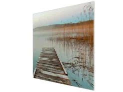 Banjado Herdabdeckplatte Glas 1 Teilig 60x52CM Schneidebrett Herdabdeckung Mit Motiv Alter Steg