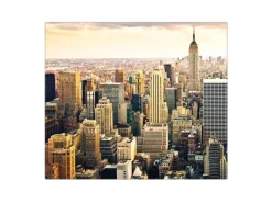 Banjado Herdabdeckplatte Glas 1 Teilig 60x52CM Schneidebrett Herdabdeckung Mit Motiv New York City