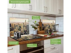 Banjado Herdabdeckplatte Glas 1 Teilig 60x52CM Schneidebrett Herdabdeckung Mit Motiv New York City