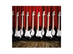 Banjado Herdabdeckplatte Glas 1 Teilig 60x52CM Schneidebrett Herdabdeckung Mit Motiv E-Gitarren