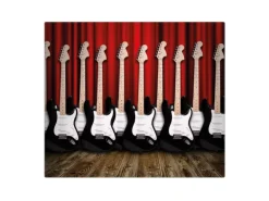 Banjado Herdabdeckplatte Glas 1 Teilig 60x52CM Schneidebrett Herdabdeckung Mit Motiv E-Gitarren