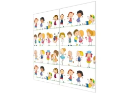 Banjado Herdabdeckplatte Glas 2 Teilig Je 30x52CM Schneidebrett Herdabdeckung Mit Motiv Kinder