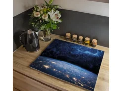 Banjado Herdabdeckplatte Glas 1 Teilig 60x52CM Schneidebrett Herdabdeckung Mit Motiv Galaxie