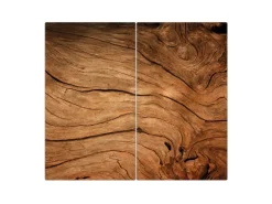 Banjado Herdabdeckplatte Glas 2 Teilig Je 30x52CM Schneidebrett Herdabdeckung Mit Motiv Trockenes Holz