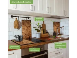 Banjado Herdabdeckplatte Glas 2 Teilig Je 30x52CM Schneidebrett Herdabdeckung Mit Motiv Trockenes Holz