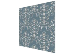 Banjado Herdabdeckplatte Glas 1 Teilig 60x52CM Schneidebrett Herdabdeckung Mit Motiv Royal Creme Blau