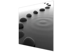 Banjado Herdabdeckplatte Glas 1 Teilig 60x52CM Schneidebrett Herdabdeckung Mit Motiv Schwarze Steine