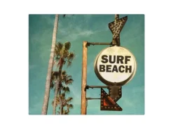 Banjado Herdabdeckplatte Glas 1 Teilig 60x52CM Schneidebrett Herdabdeckung Mit Motiv Surf Beach