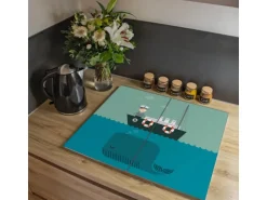 Banjado Herdabdeckplatte Glas 2 Teilig Je 30x52CM Schneidebrett Herdabdeckung Mit Motiv Rettet Die Wale