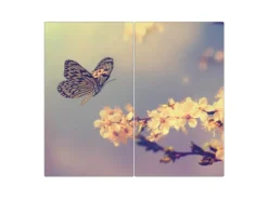 Banjado Herdabdeckplatte Glas 2 Teilig Je 30x52CM Schneidebrett Herdabdeckung Mit Motiv Tag Im Mai