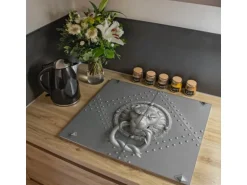 Banjado Herdabdeckplatte Glas 2 Teilig Je 30x52CM Schneidebrett Herdabdeckung Mit Motiv Eisentor