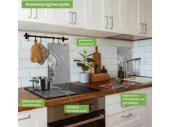 Banjado Herdabdeckplatte Glas 2 Teilig Je 30x52CM Schneidebrett Herdabdeckung Mit Motiv Eisentor