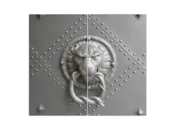 Banjado Herdabdeckplatte Glas 2 Teilig Je 30x52CM Schneidebrett Herdabdeckung Mit Motiv Eisentor