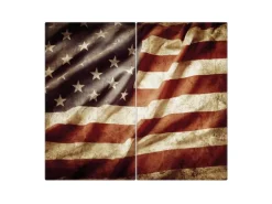 Banjado Herdabdeckplatte Glas 2 Teilig Je 30x52CM Schneidebrett Herdabdeckung Mit Motiv United States