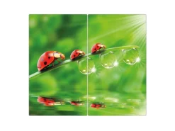 Banjado Herdabdeckplatte Glas 2 Teilig Je 30x52CM Schneidebrett Herdabdeckung Mit Motiv Für Jeden Einen