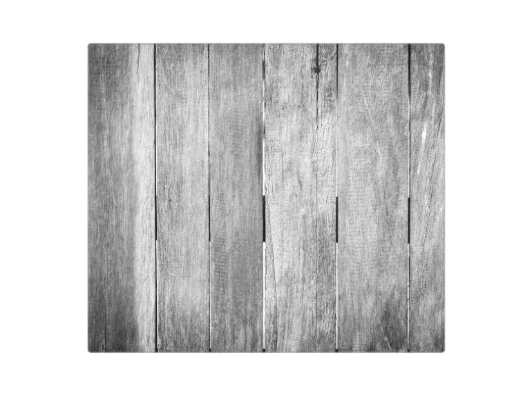 Banjado Herdabdeckplatte Glas 1 Teilig 60x52CM Schneidebrett Herdabdeckung Mit Motiv Holz Monochrom