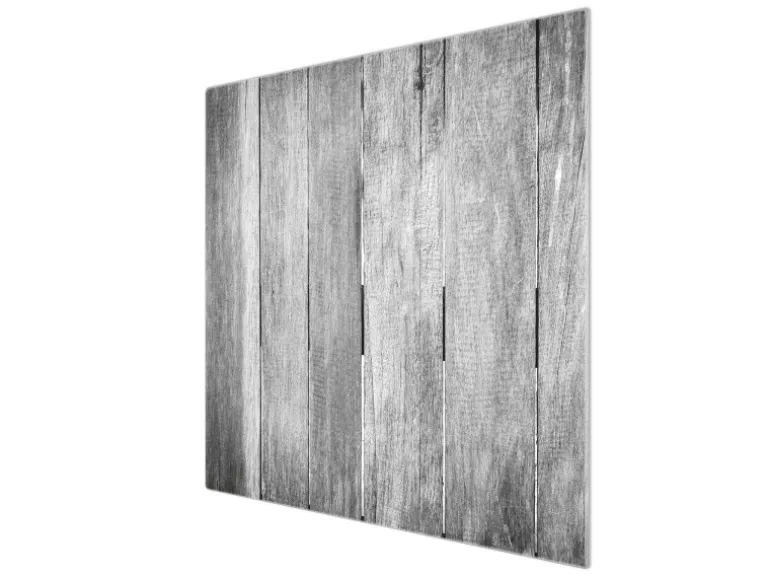 Banjado Herdabdeckplatte Glas 1 Teilig 60x52CM Schneidebrett Herdabdeckung Mit Motiv Holz Monochrom