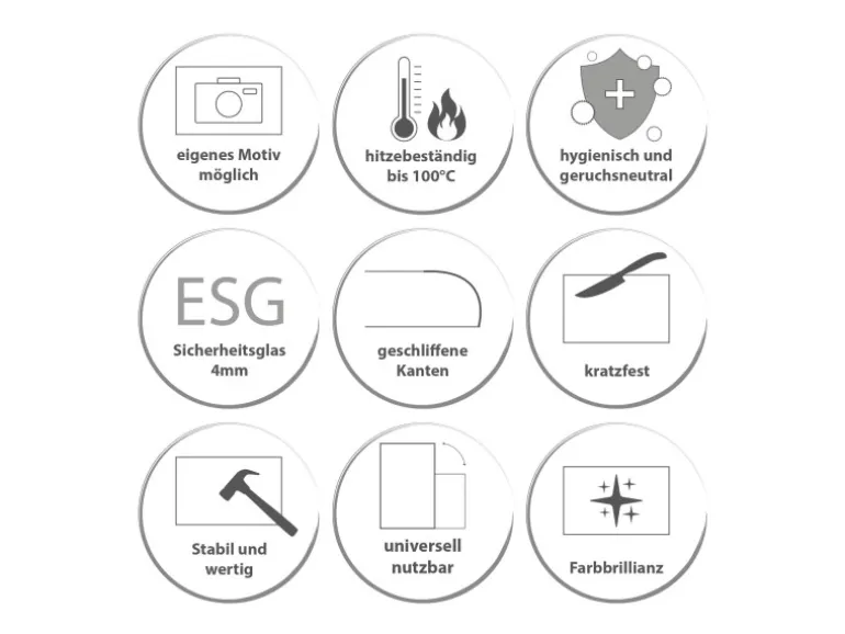 Banjado Herdabdeckplatte Glas 1 Teilig 60x52CM Schneidebrett Herdabdeckung Mit Motiv Holz Monochrom