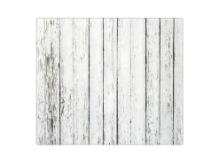 Banjado Herdabdeckplatte Glas 1 Teilig 60x52CM Schneidebrett Herdabdeckung Mit Motiv Weißer Bretterzaun
