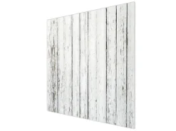 Banjado Herdabdeckplatte Glas 1 Teilig 60x52CM Schneidebrett Herdabdeckung Mit Motiv Weißer Bretterzaun