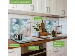 Banjado Herdabdeckplatte Glas 1 Teilig 60x52CM Schneidebrett Herdabdeckung Mit Motiv Lauchblüte