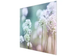 Banjado Herdabdeckplatte Glas 1 Teilig 60x52CM Schneidebrett Herdabdeckung Mit Motiv Lauchblüte