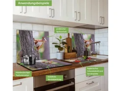 Banjado Herdabdeckplatte Glas 1 Teilig 60x52CM Schneidebrett Herdabdeckung Mit Motiv Eichhörnchen