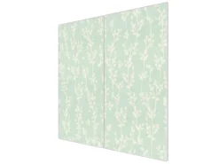 Banjado Herdabdeckplatte Glas 2 Teilig Je 30x52CM Schneidebrett Herdabdeckung Mit Motiv Vintage Ranke