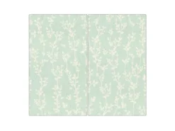 Banjado Herdabdeckplatte Glas 2 Teilig Je 30x52CM Schneidebrett Herdabdeckung Mit Motiv Vintage Ranke