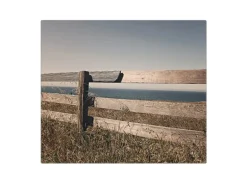Banjado Herdabdeckplatte Glas 1 Teilig 60x52CM Schneidebrett Herdabdeckung Mit Motiv Zaun Am Meer