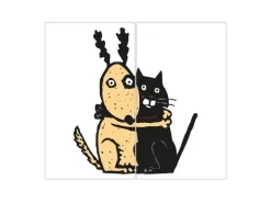 Banjado Herdabdeckplatte Glas 2 Teilig Je 30x52CM Schneidebrett Herdabdeckung Mit Motiv Beste Freunde Immer