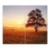 Banjado Herdabdeckplatte Glas 2 Teilig Je 30x52CM Schneidebrett Herdabdeckung Mit Motiv Sonnenaufgang