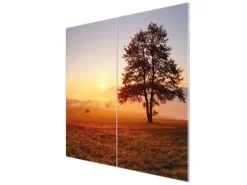 Banjado Herdabdeckplatte Glas 2 Teilig Je 30x52CM Schneidebrett Herdabdeckung Mit Motiv Sonnenaufgang