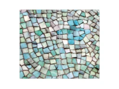 Banjado Herdabdeckplatte Glas 2 Teilig Je 30x52CM Schneidebrett Herdabdeckung Mit Motiv Mosaik Blau