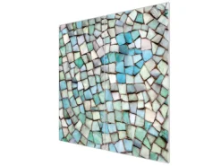 Banjado Herdabdeckplatte Glas 2 Teilig Je 30x52CM Schneidebrett Herdabdeckung Mit Motiv Mosaik Blau