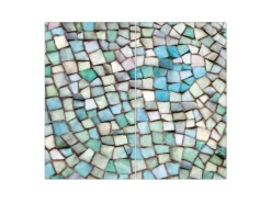 Banjado Herdabdeckplatte Glas 2 Teilig Je 30x52CM Schneidebrett Herdabdeckung Mit Motiv Mosaik Blau