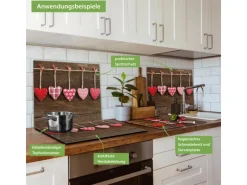 Banjado Herdabdeckplatte Glas 1 Teilig 60x52CM Schneidebrett Herdabdeckung Mit Motiv Kleine Herzen