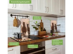 Banjado Herdabdeckplatte Glas 2 Teilig Je 30x52CM Schneidebrett Herdabdeckung Mit Motiv Mongolische Stimmung