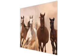 Banjado Herdabdeckplatte Glas 2 Teilig Je 30x52CM Schneidebrett Herdabdeckung Mit Motiv Mongolische Stimmung