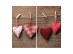 Banjado Herdabdeckplatte Glas 2 Teilig Je 30x52CM Schneidebrett Herdabdeckung Mit Motiv Herzen