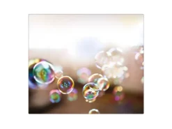 Banjado Herdabdeckplatte Glas 1 Teilig 60x52CM Schneidebrett Herdabdeckung Mit Motiv Seifenblasen