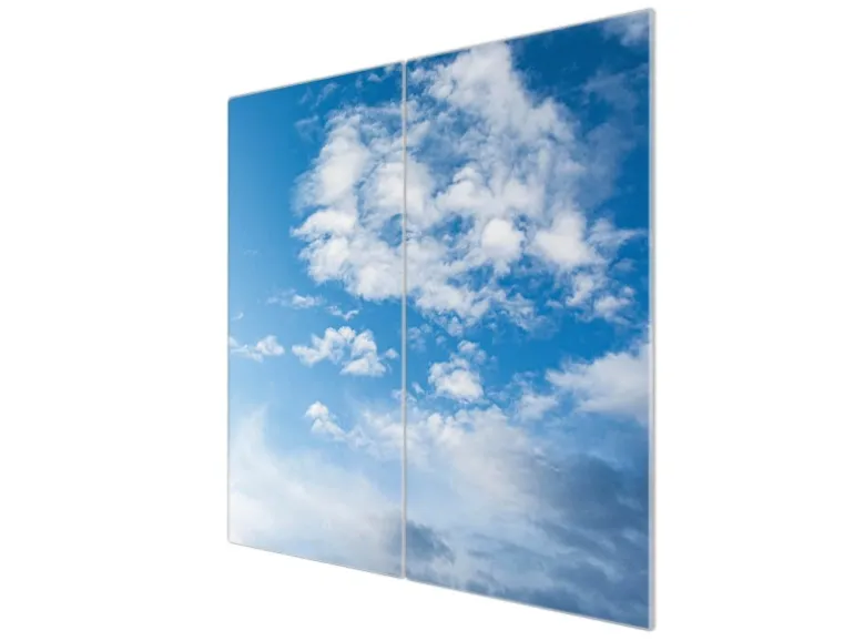 Banjado Herdabdeckplatte Glas 2 Teilig Je 30x52CM Schneidebrett Herdabdeckung Mit Motiv Wolken 1