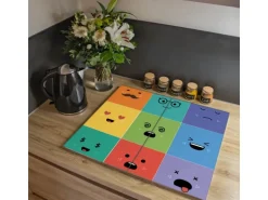 Banjado Herdabdeckplatte Glas 2 Teilig Je 30x52CM Schneidebrett Herdabdeckung Mit Motiv Neun Keinenasen