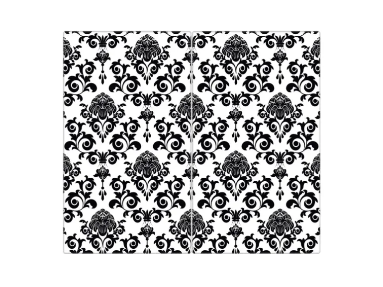 Banjado Herdabdeckplatte Glas 2 Teilig Je 30x52CM Schneidebrett Herdabdeckung Mit Motiv Barock